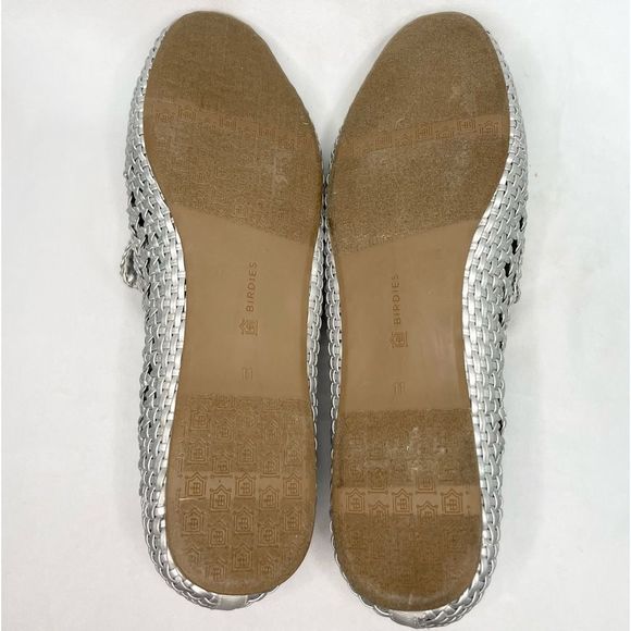 Women’s Birdies The Starling Silver Woven Slip On Vegan Leather Loafers - Picture 7 of 10